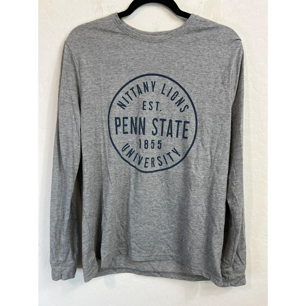 League 91 Men Nittany Lions Penn State Long Sleeve Blue Grey Sz L Tee T-Shirt